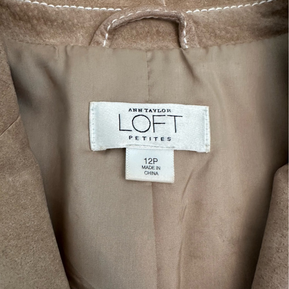 Ann Taylor By Loft Women’s 100% Leather Jacket Tan With Pockets, Lined Size 12P - Picture 7 of 13